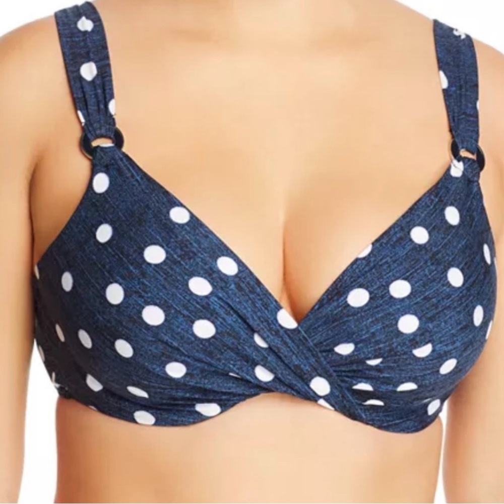 Miraclesuit Blue and White Polka Dot Bikini Top